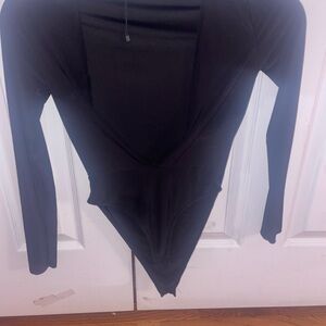 Nasty Gal Black Deep V-Neck Bodysuit